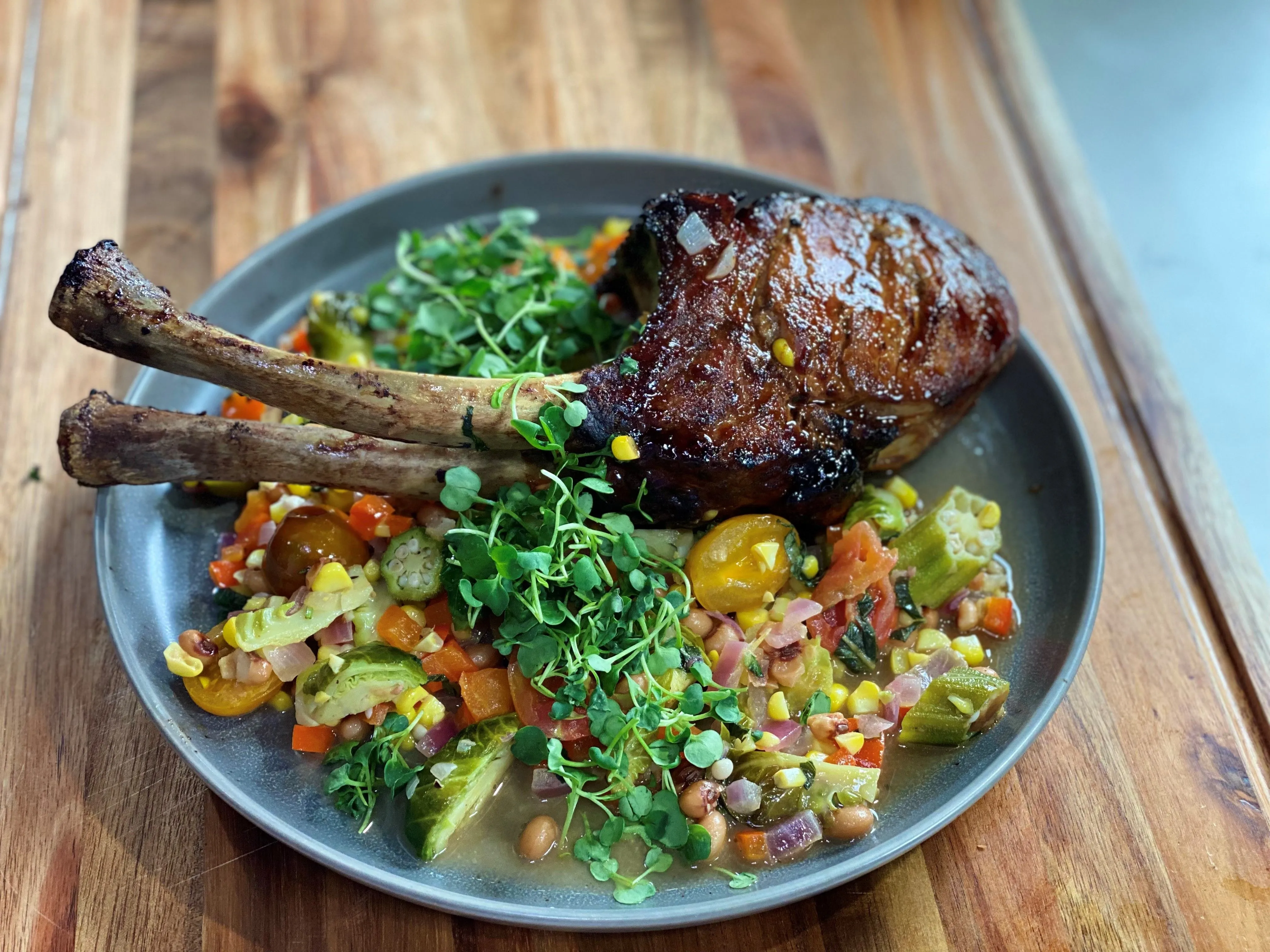 BBQ Spiced Pork Chop with Summer Succotash